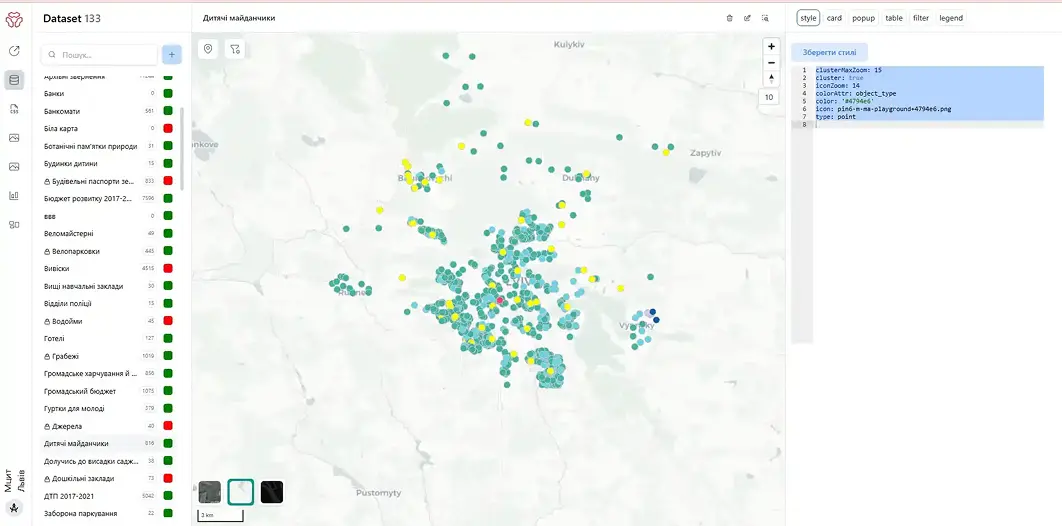 Демонстрація інтерфейсу GIS редактора